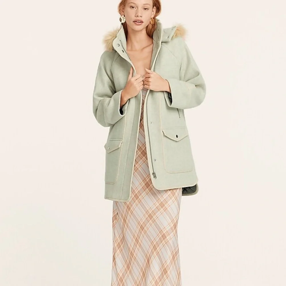 K1. NWT J.Crew Nello Gori Summit Italian Wool Stadium Cloth Coat in Yellow Haze - Picture 10 of 11